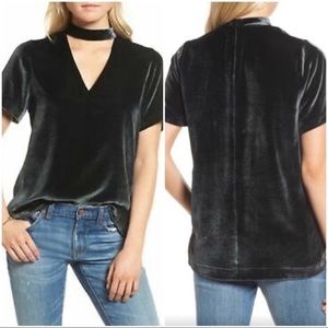 Madewell Silk Blend Velvet Choker Blouse